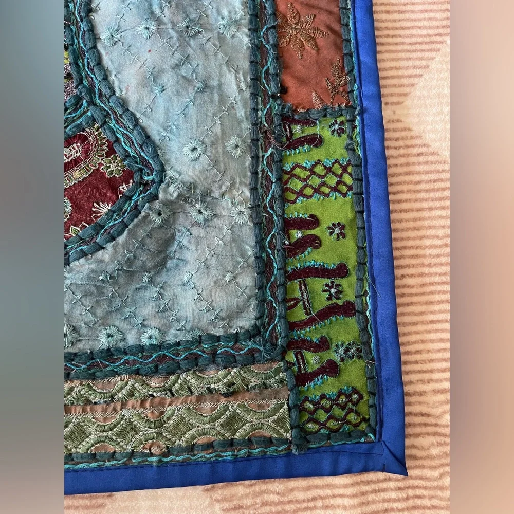 Vintage Handmade Elephant Patchwork Tapestry